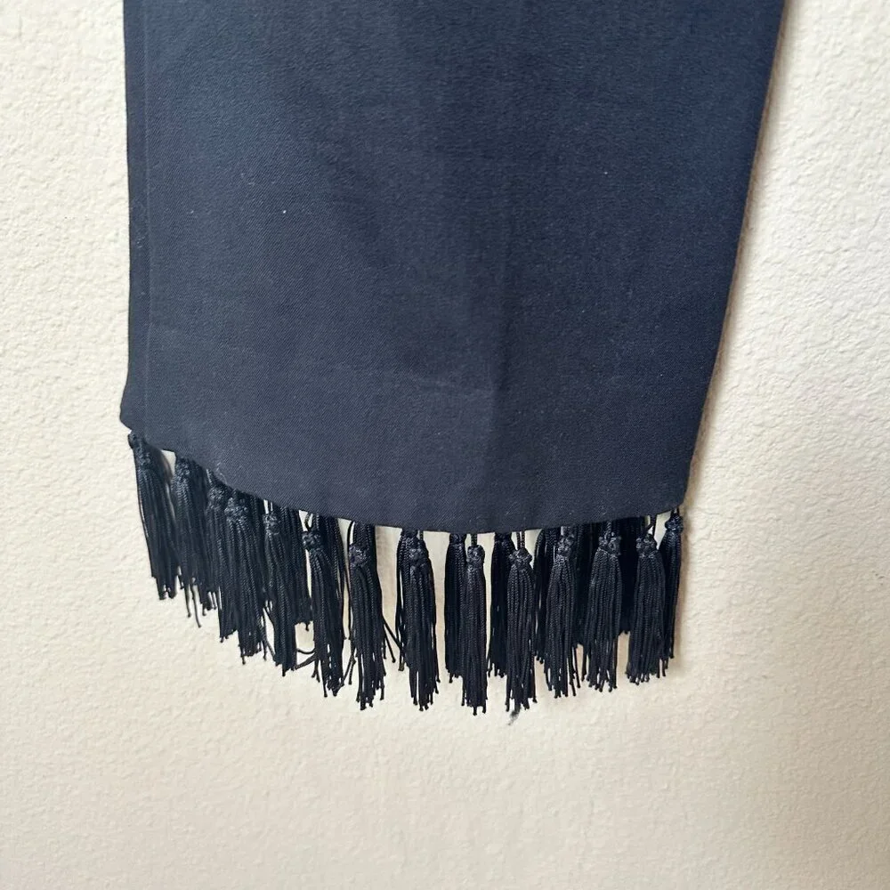 Rare ANTHROPOLOGIE The Essential Crop Flare with FRINGE Bottoms! Size 2 Black